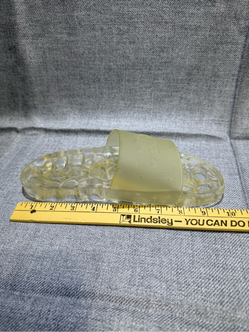 Coach Jelly Slide Sandals Womens Size 8.5 Translucent Yellow Rubber Logo Slides - Picture 4 of 5